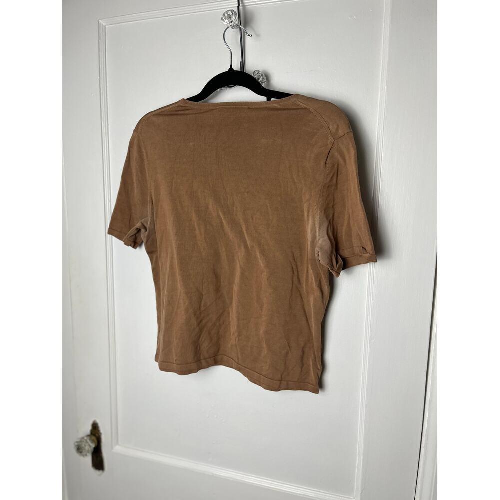 Vintage Pendleton Women's Brown Silk Blend Knit Short Sleeve Top Size Large - Picture 4 of 5